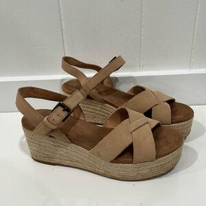 Toms Tan Platform Shoes with Crisscross Straps